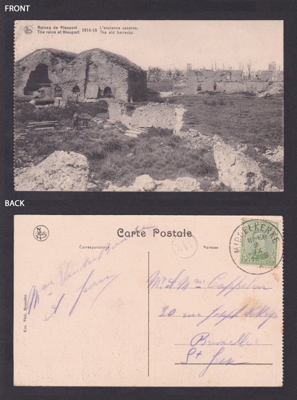 BELGIUM, Postcard, Nieuwpoort, The old barracks, WWI, Posted