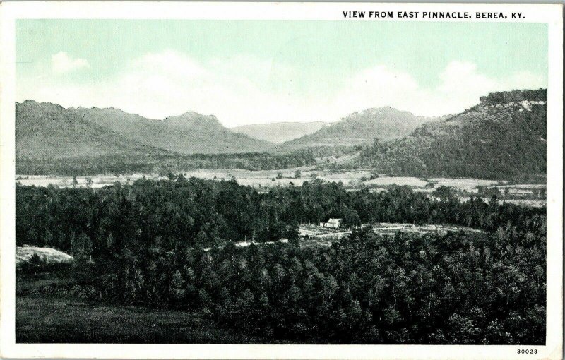 View From East Pinnacle Berea Kentucky BW Vintage Postcard WOB Note 1c stamp Vtg 