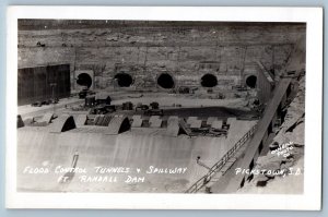 Pickstown SD Postcard RPPC Photo Flood Control Tunnels Spillway Ft. Randall Dam