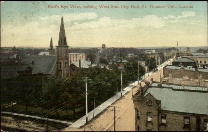 St. Thomas Ontario Birdseye View c1910 Postcard