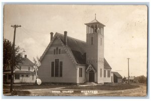 Rockford Iowa IA Postcard RPPC Photo Congregational Church Dirt Road c1910's