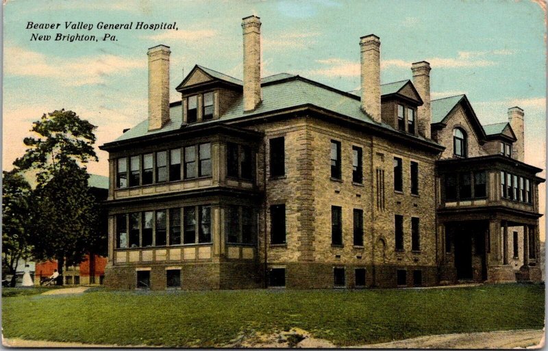 Beaver Valley General Hospital, New Brighton PA c1911 Vintage Postcard O59