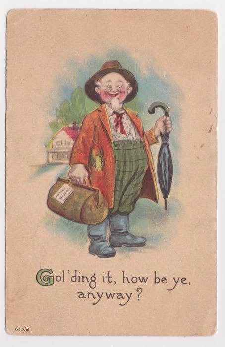 Bridgeport PA to Strasburg Bergman Old Man Comic Postcard Early 1900s A37