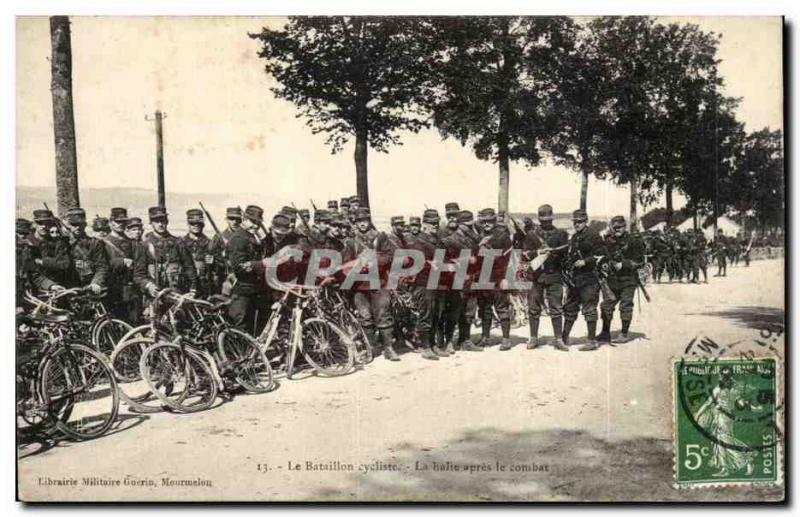 Postcard Old Army Cyclist Battalion The halt after the fight (bike cycle cycl...