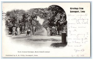 Davenport Iowa IA Postcard Main Avenue Entrance Rock Island 1906 Vintage Antique