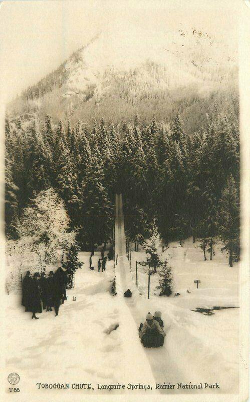 1920s Washington Toboggan Chute Longmire Springs Rainer RPPC Photo Postcard 2959