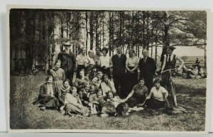 Rppc Estonian In The Forest Groupe of People Real Photo Postcard O7