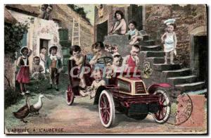 Old Postcard Automobile Babies Children L & # 39arrivee has the & # 39auberge