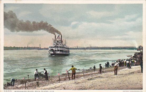 Steamer on Mississippi River Rock Island Illinois Detroit Publishing