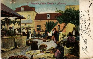 PC CPA CAPE VERDE / PORTUGAL, S. VICENTE, MERCADO, VINTAGE POSTCARD (b13367)