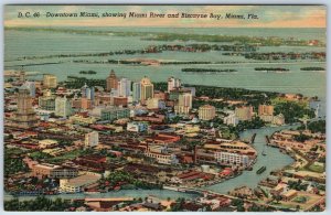 c1910s Miami, Fla Downtown Birds Eye River Biscayne Bay Raised Bridge PC FL A206