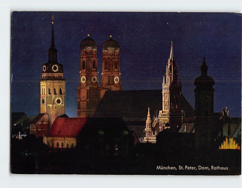 Postcard Skyline of the city, Munich, Germany