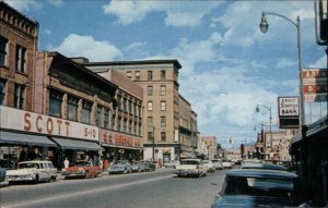 Sault Ste Marie Michigan MI Soo Locks Classic Cars Street Scene Vintage Postcard