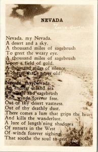 Nevada Poem by Leslie Curtis RPPC Scenic View c1940-50s Postcard W12