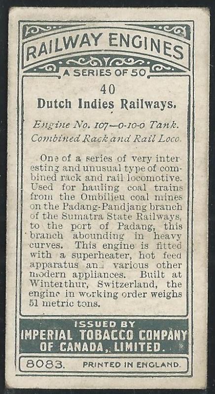 Canada 1930s Train | Imperial Tobacco Company Railway Engines Cigarettes Card