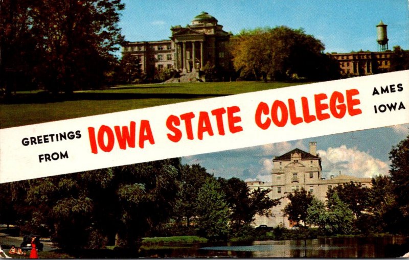 Greetings From Iowa State College Ames Iowa 1956 Split View