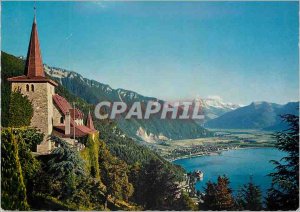 Modern Postcard Glion the church with the Dents du Midi