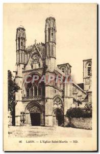 Old Postcard Laon L & # 39Eglise Saint Martin