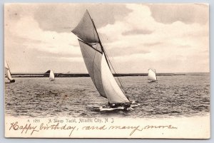 1910's Sloop Yacht Atlantic City New Jersey NJ Ocean Water Sport Posted Postcard