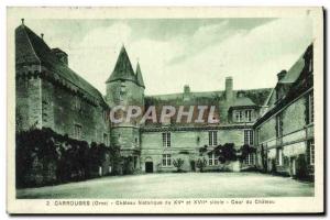 Postcard Old Carrouges Chateau Historic castle Court