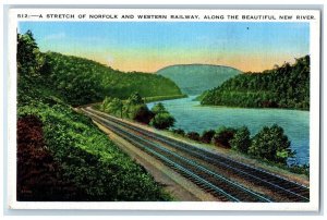 A Stretch Of Norfolk Western Railway Train Along Beautiful New River Postcard