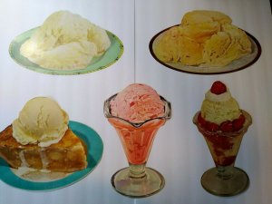 Diner Dessert Ice Cream Large Signs Apple Pie Shop Diecut Paper 1950s Lot Of 5