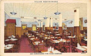 Tilles Restaurant Interior Philadelphia Pennsylvania 1940s linen postcard