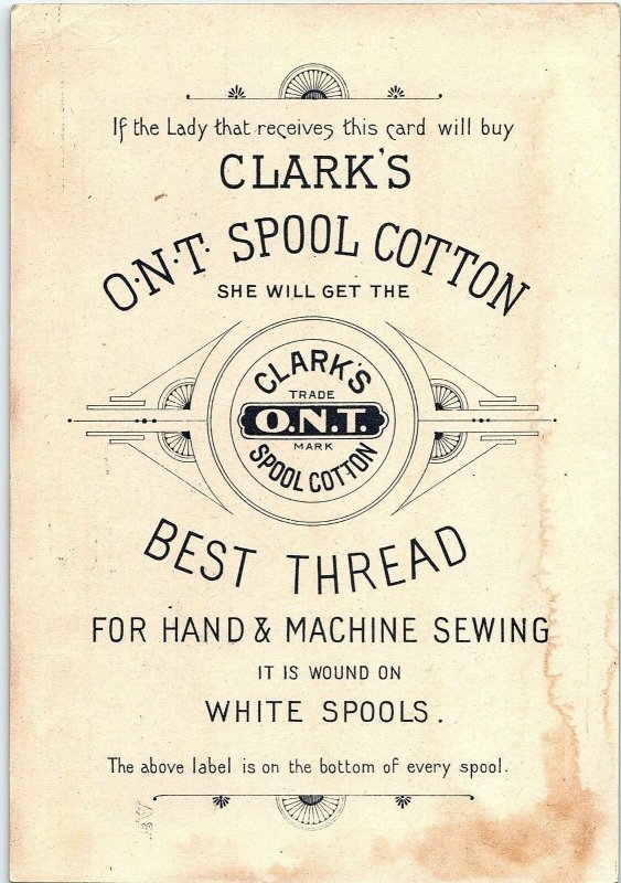 1880's H.C. Berry Martinsburg, W. Va.  Clark's ONT Thread Trade Card &N 