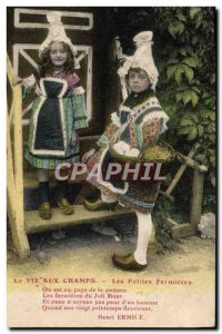 Old Postcard Fancy Life in Small farm fields Children Folklore