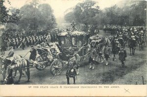 Postcard Royal coach horse carriage State coach procession