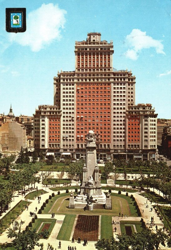 Vintage Postcard Madrid Place D'Espagne Monument A Cervantes Madrid Spain