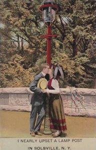 Couple Kissing Under Lamp Post Solsville New York 1912