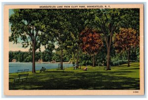 c1940 Skaneateles Lake Cliff Park Trees Skaneateles New York NY Vintage Postcard 