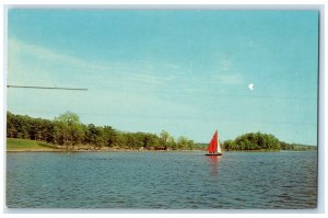 c1960s A Favorite Lake For Swimming Water Skiing Cedar Lake Indiana IN Postcard