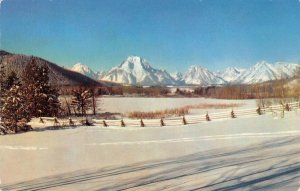 MT. MORAN Jackson Hole, Wyoming Grand Teton Range 1950s Vintage Postcard