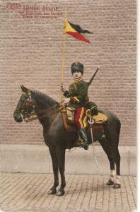 Belgiam Army. Soldier on Horse Antique First World War 1914 postcard