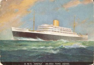 Ship.R M S Andes. 26.000 Tons Gross Modern English  photo postcard 1960s