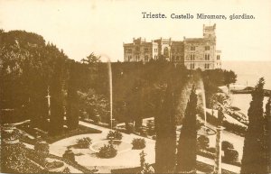 Italy Trieste Miramare castle gardens fountain column statue