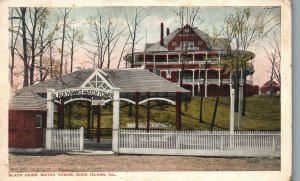 Vintage Postcard 1920's Entrance Black Hawk Watch Tower Rock Island Illinois ILL