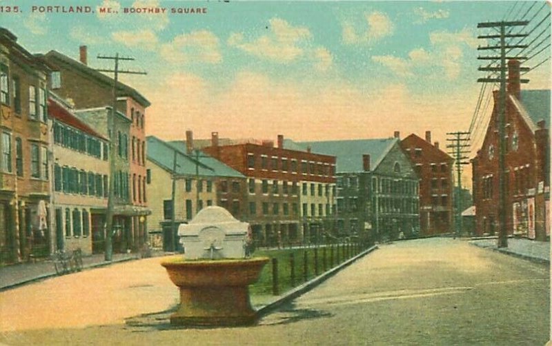 Boothby Square, Portland, Maine Old Postcard