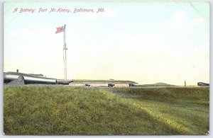 A Battery Fort McHenry Baltimore MD Vintage Postcard No. 125