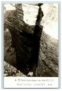 RPPC 70 Foot Look Down at Rock City Park, Olean, New York Vintage Postcard P13 