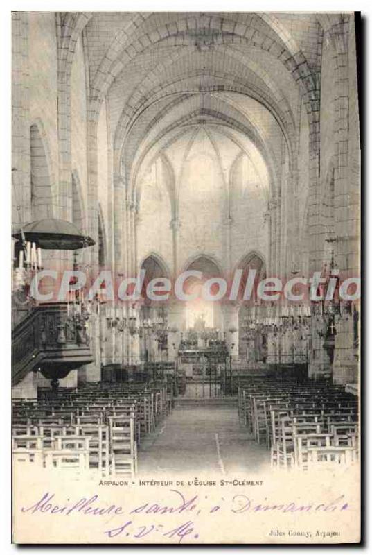 Postcard Old Arpajon Interior Of The Church of St. Clement