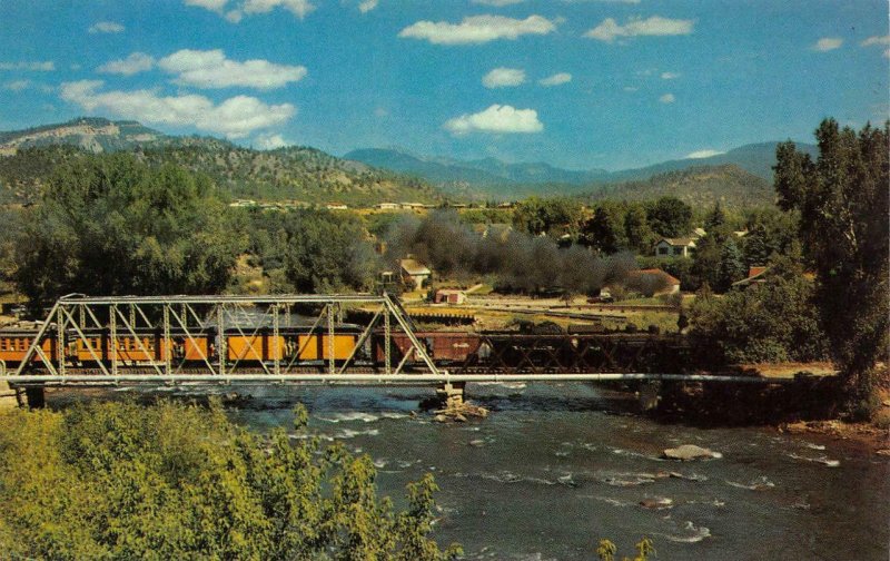 Narrow Gauge Passenger Train Denver & Rio Grande Animas River Durango Postcard