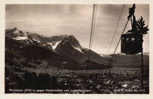 Germany Wankbahn gegen Partenkirchen und Zugspitzgruppe Vintage RPPC C229