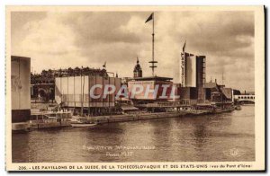 Old Postcard Exposition Internationale Paris 1937 Pavilions of Sweden of Czec...