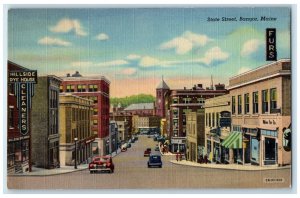 c1940 State Street Exterior Building Bangor Road Maine Vintage Antique Postcard