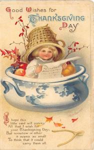 Thanksgiving, Ellen H Clapsaddle Postcard Series 1668 1914 very minimal paper...