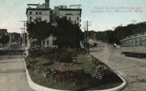 Vintage Postcard 1910's Flower Garden at Hennepin & Lyndale Aves. Minneapolis MN