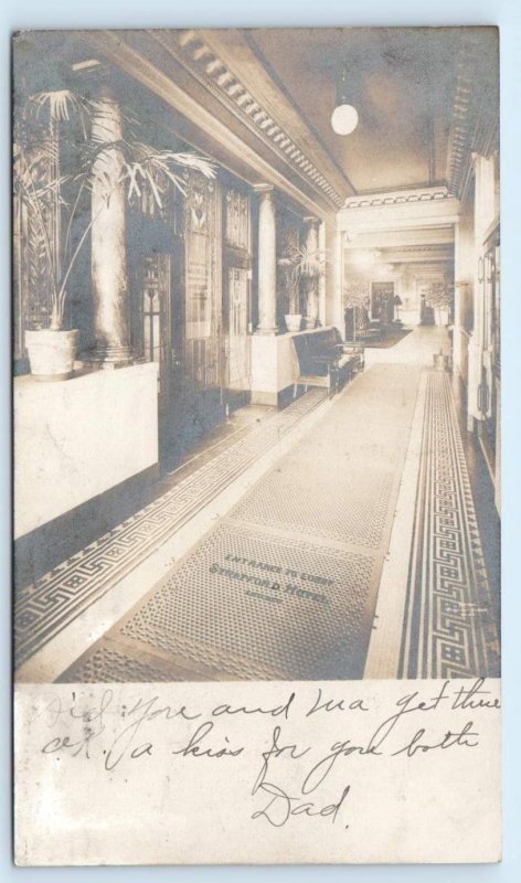 RPPC CHICAGO, Illinois IL ~ Lobby Entrance STRATFORD HOTEL 1908 UDB Postcard